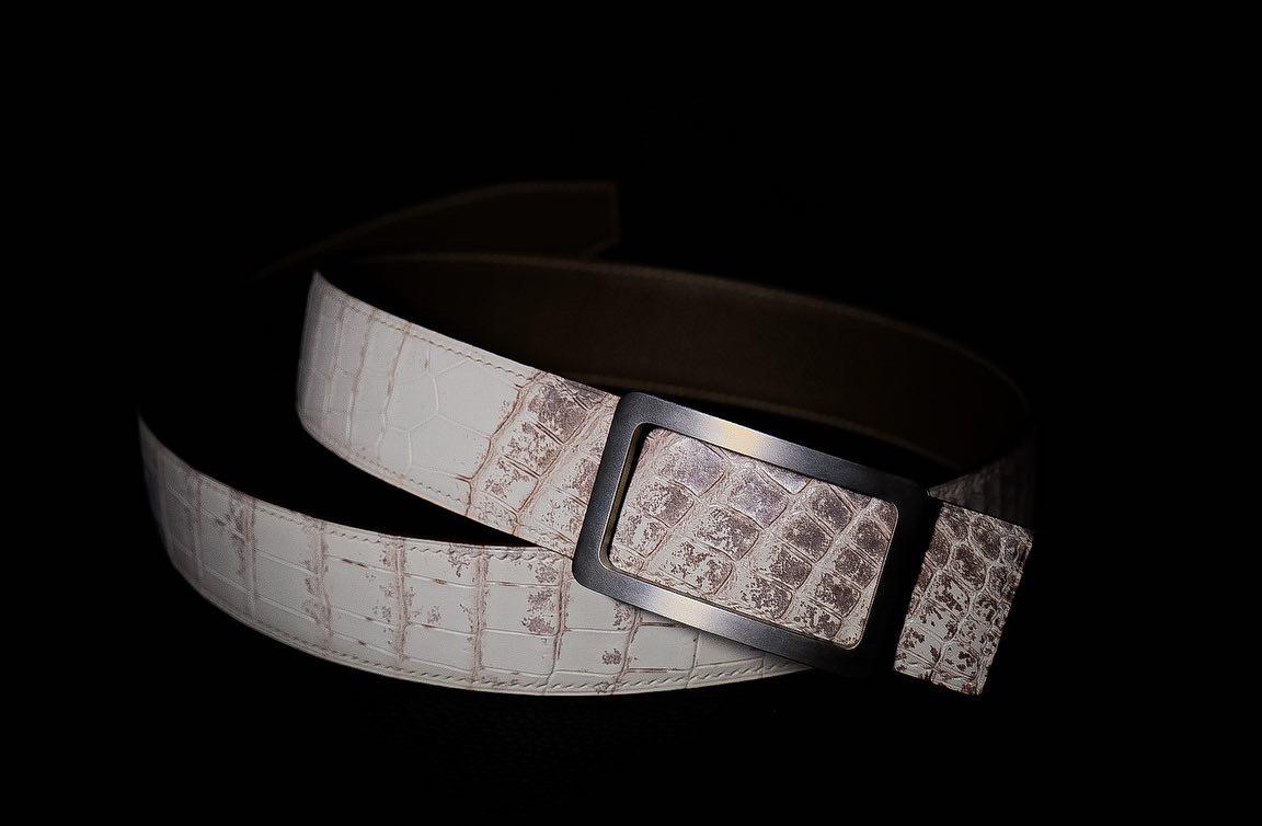 Thắt Lưng Da Nam - Da Alligator - WhiteSmoke - KOI Leather