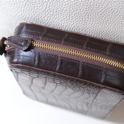 Túi Da Nam Alligator Africa Nâu Đỏ