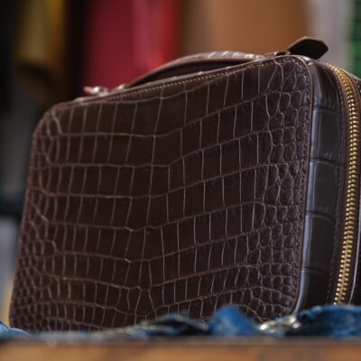 Túi Da Nam Alligator Africa Nâu Đỏ