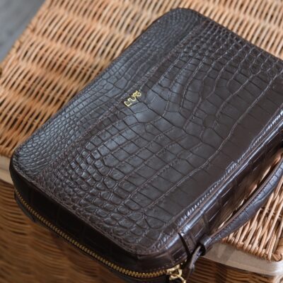 Túi Da Nam Alligator Africa Nâu Đỏ