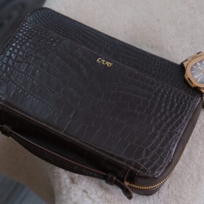 Túi Da Nam Alligator Africa Nâu Đỏ