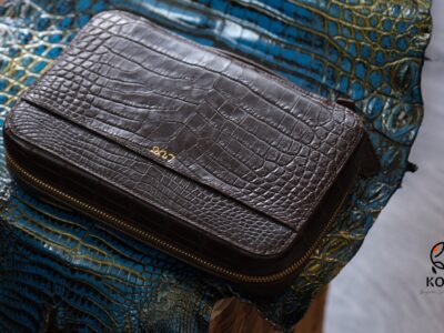 Túi Da Nam Alligator Africa Nâu Đỏ