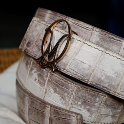 Thắt Lưng Da Nam - Da Alligator - WhiteSmoke - Hình 2