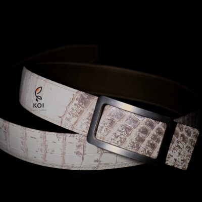 Thắt Lưng Da Nam Da Cá Sấu Cao Cấp Trắng