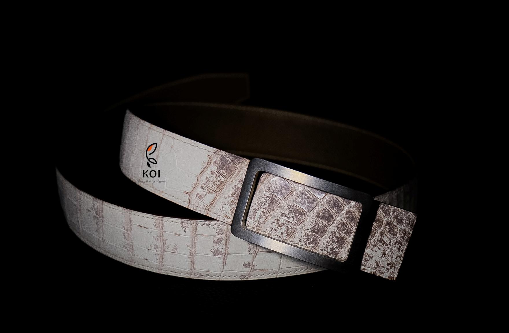 Thắt Lưng Da Nam Da Cá Sấu Cao Cấp Trắng