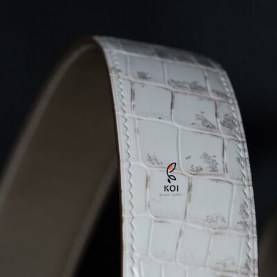 Thắt Lưng Da Nam Da Cá Sấu Cao Cấp Trắng