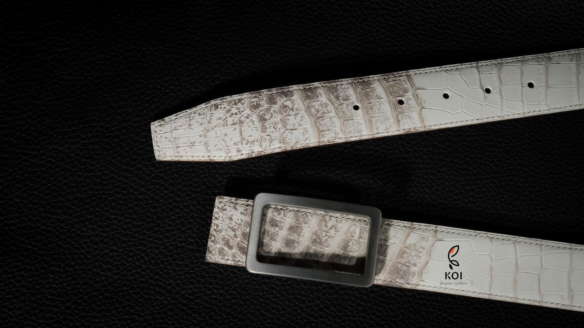 Thắt Lưng Da Nam Da Cá Sấu Cao Cấp Trắng