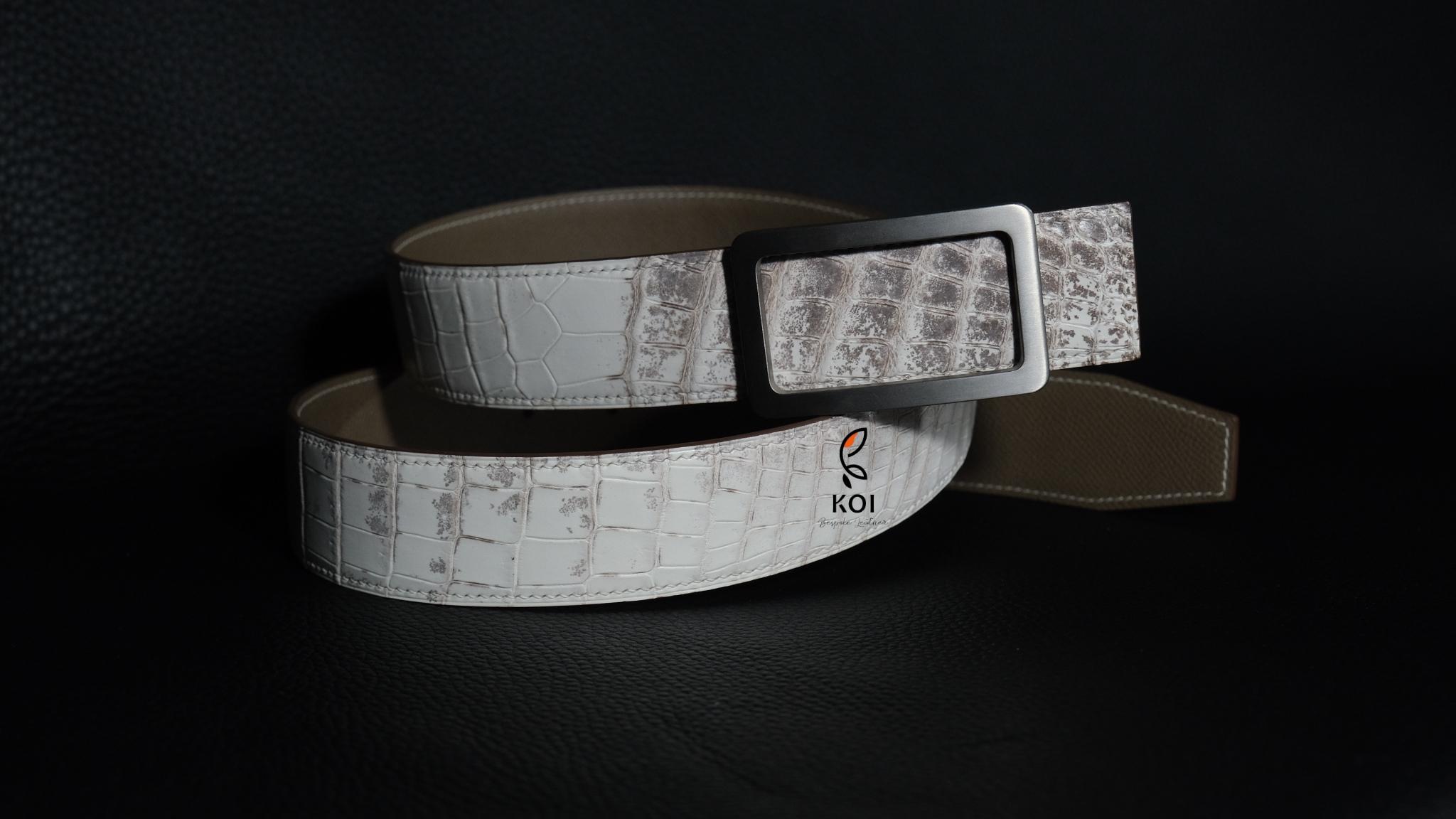 Thắt Lưng Da Nam Da Cá Sấu Cao Cấp Trắng