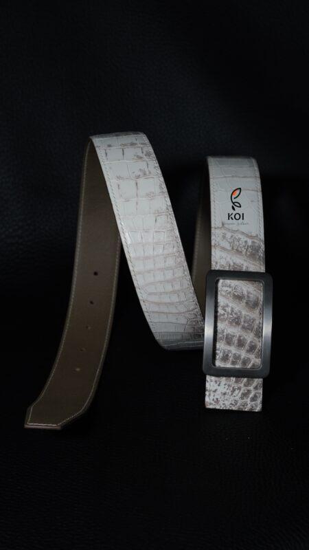 Thắt Lưng Da Nam Da Cá Sấu Cao Cấp Trắng