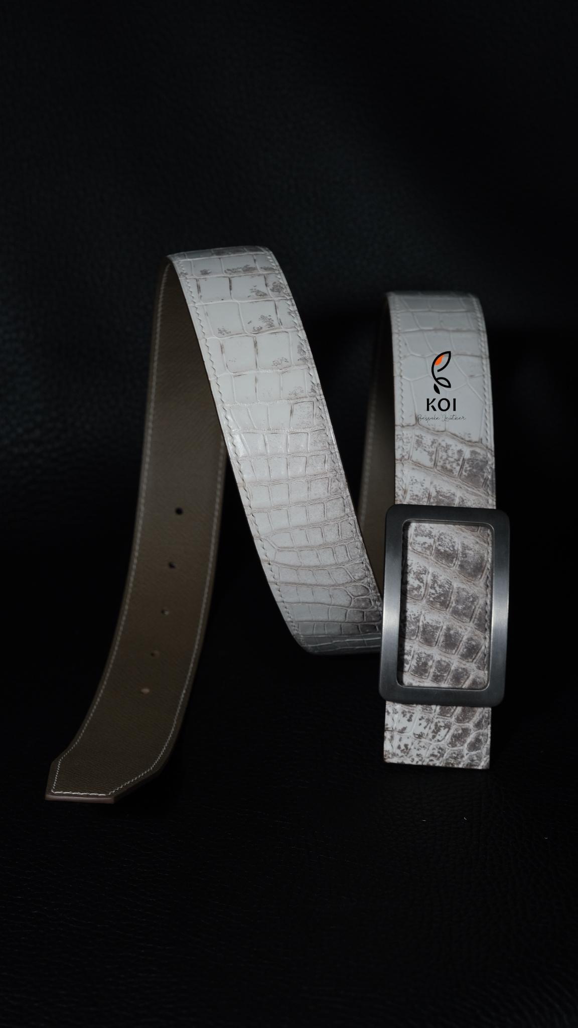 Thắt Lưng Da Nam Da Cá Sấu Cao Cấp Trắng