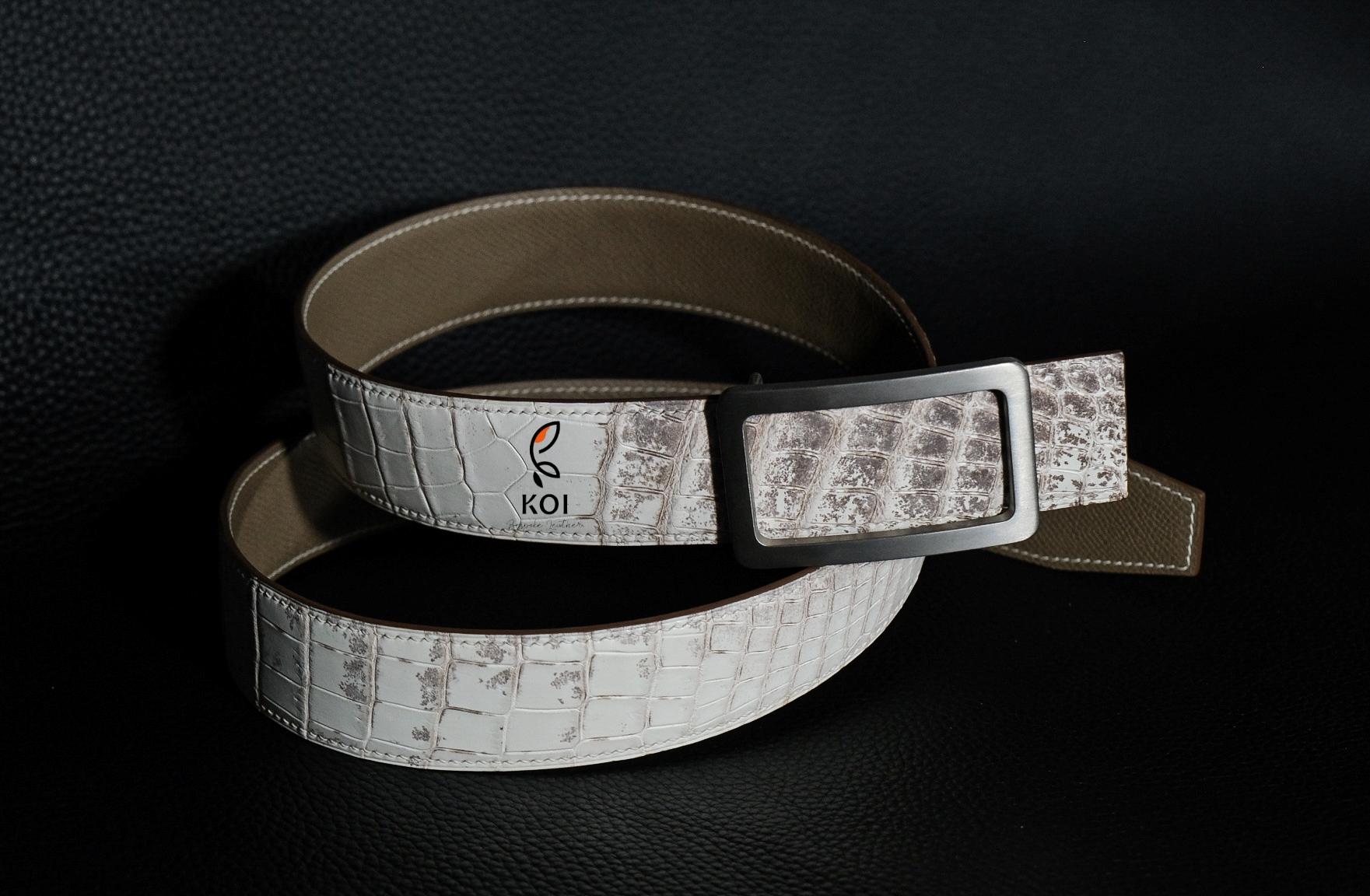 Thắt Lưng Da Nam Da Cá Sấu Cao Cấp Trắng