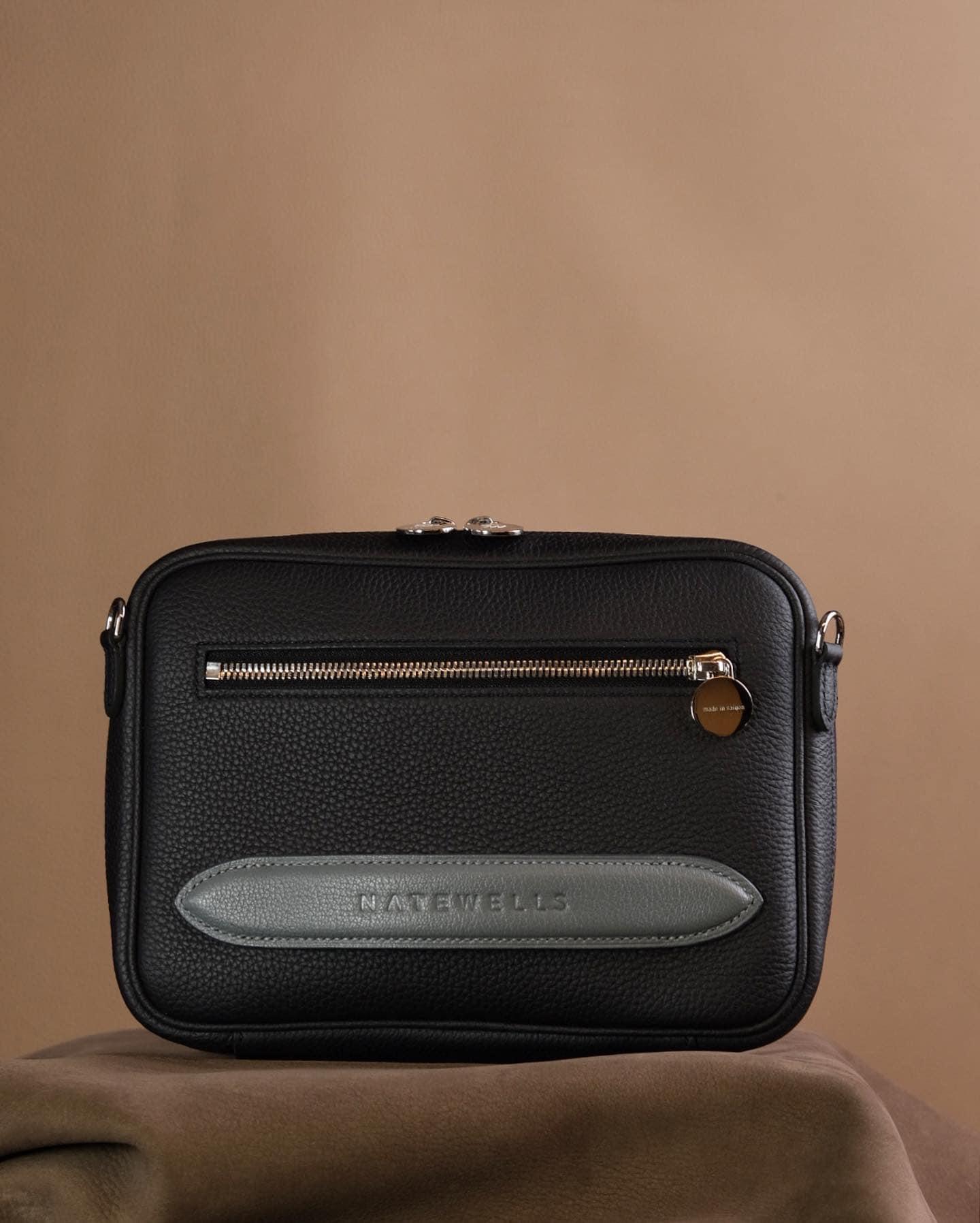 Túi Da Nam Calfskin 21 * 16 * 6cm Đen