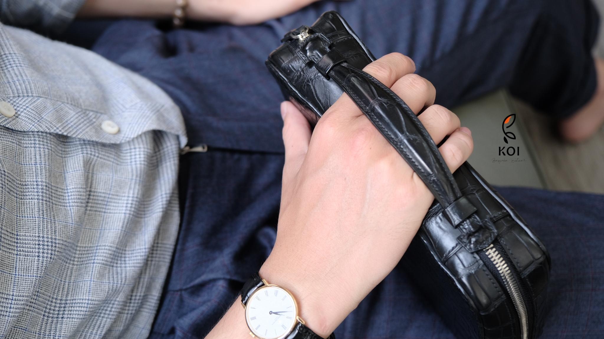 Túi Da Nam – Alligator Africa Đen