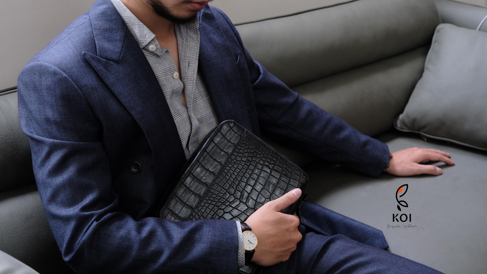 Túi Da Nam – Alligator Africa Đen