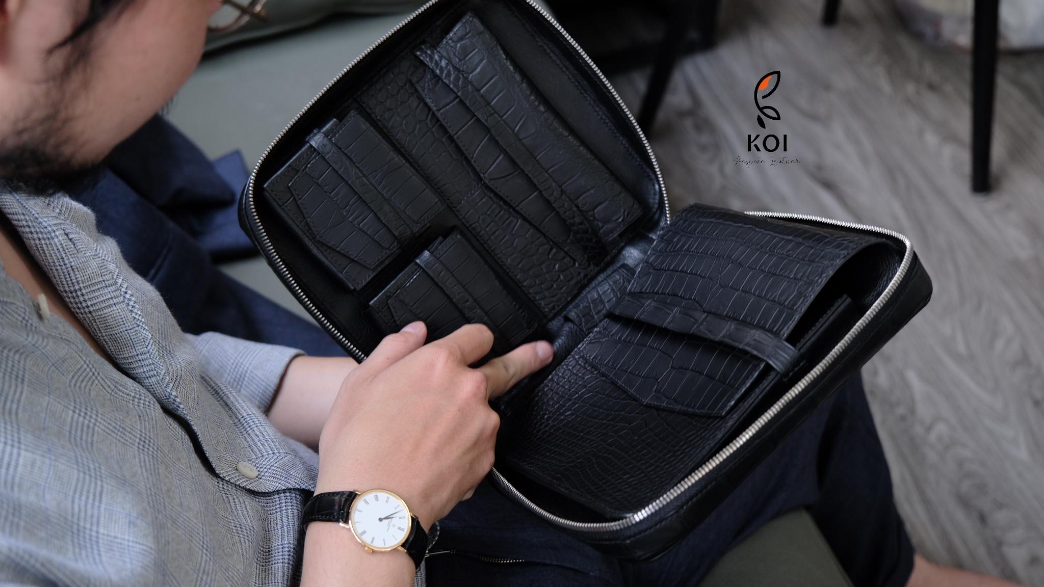 Túi Da Nam – Alligator Africa Đen