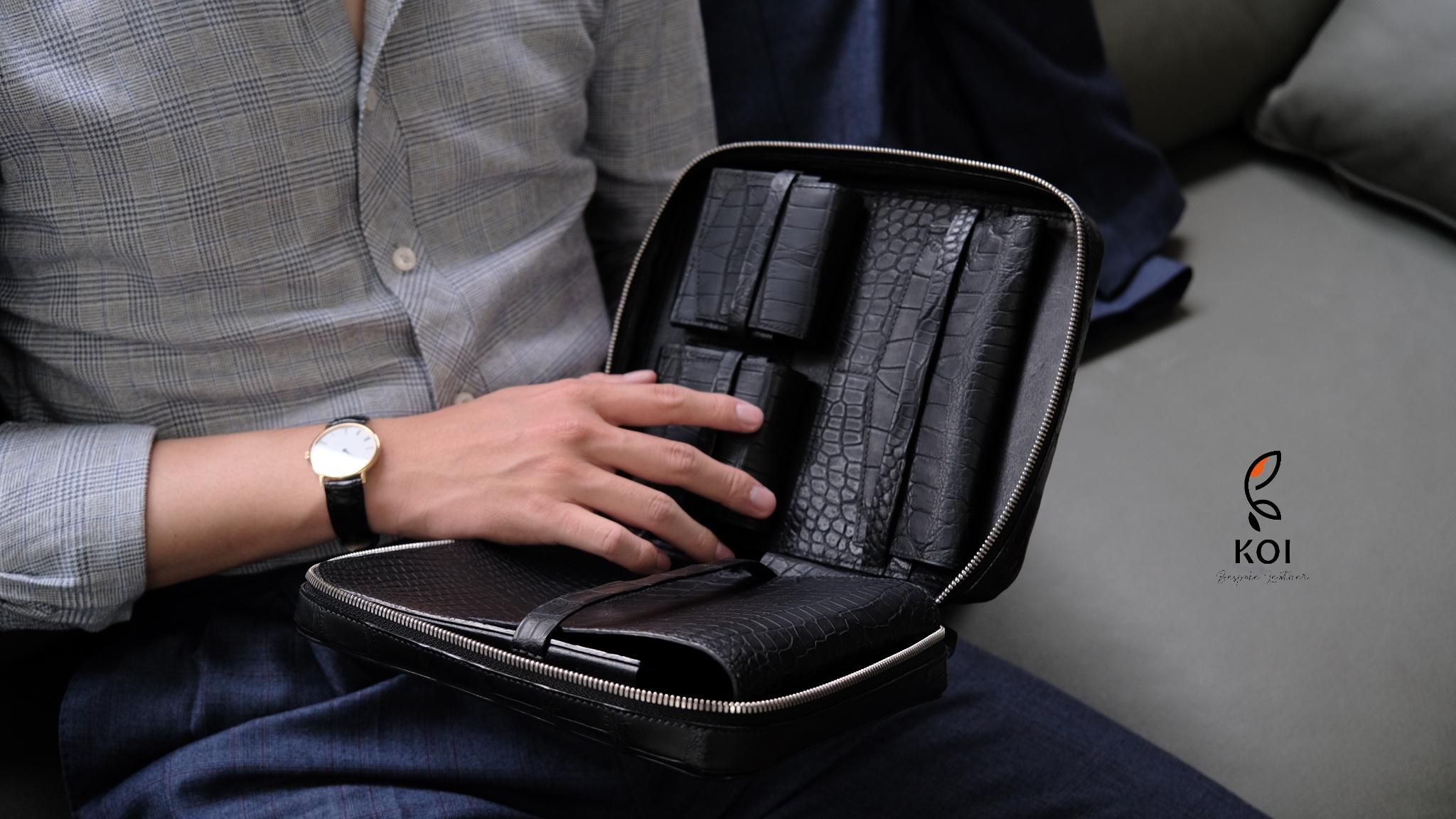 Túi Da Nam – Alligator Africa Đen