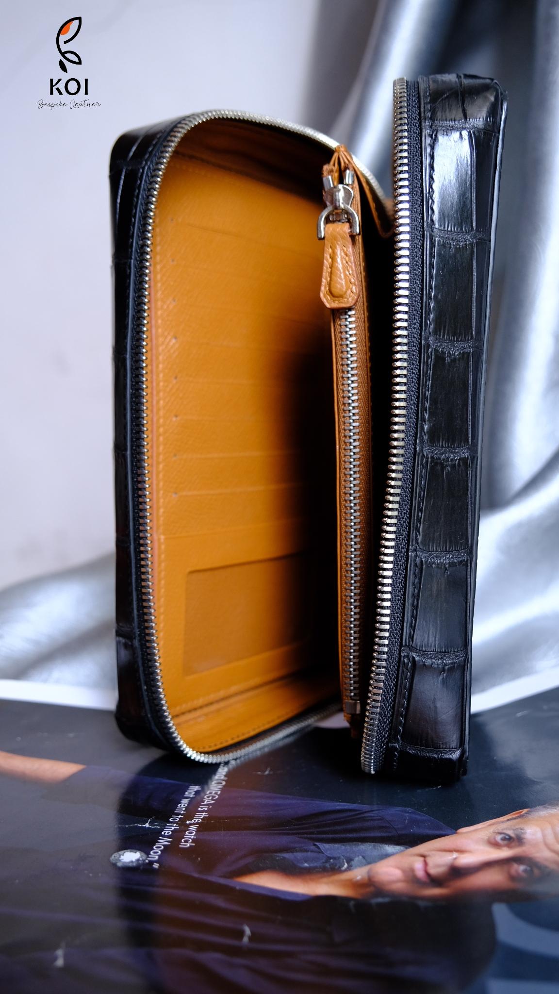 Túi Da Nam Alligator Henglong 23x16cm Đen