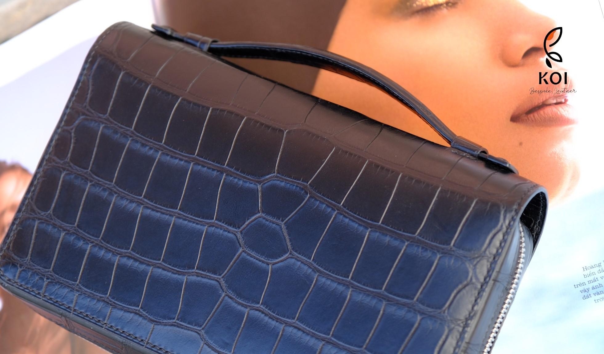 Túi Da Nam Alligator Henglong 23x16cm Đen