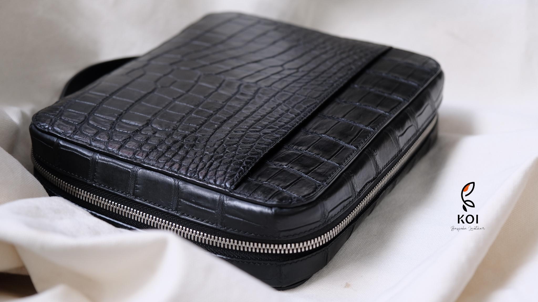 Túi Da Nam – Alligator Africa Đen