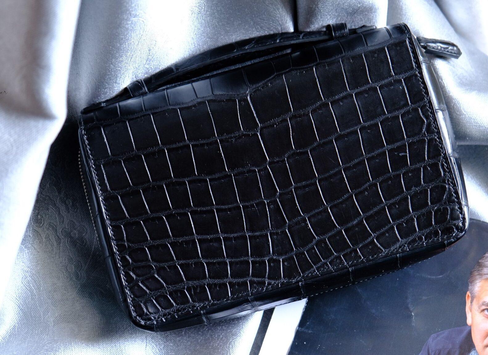 Túi Da Nam Alligator Henglong 23x16cm Đen