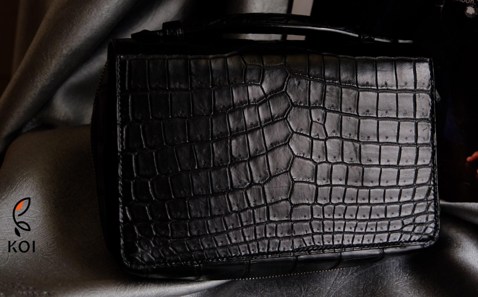 Túi Da Nam Alligator Henglong 23x16cm Đen