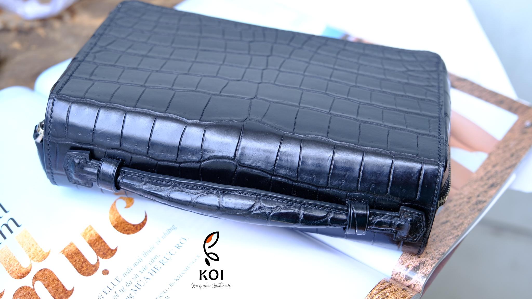 Túi Da Nam Alligator Henglong 23x16cm Đen