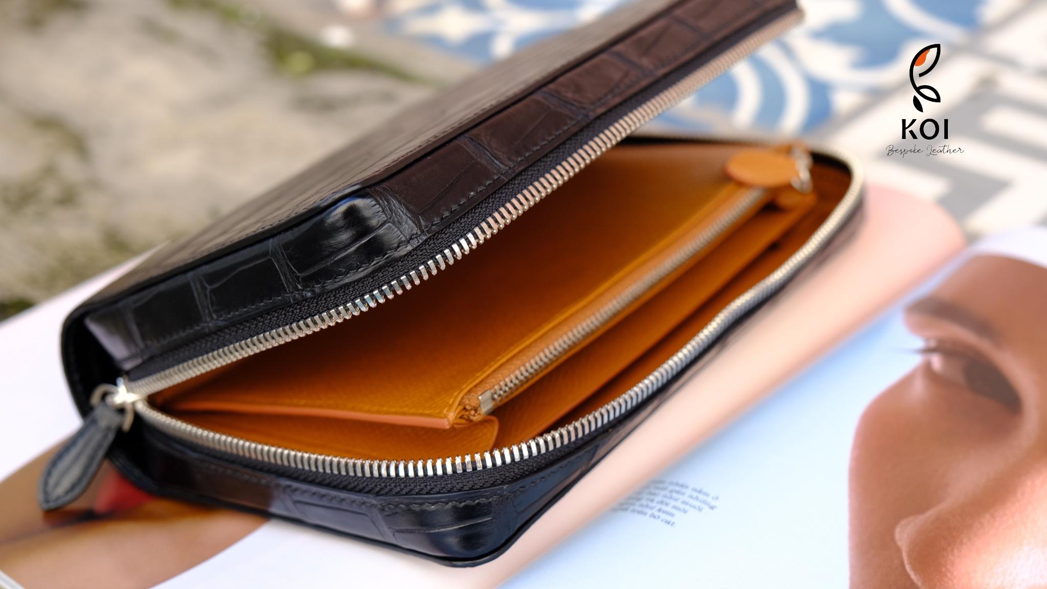 Túi Da Nam Alligator Henglong 23x16cm Đen