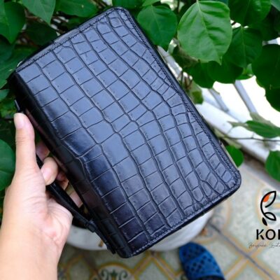 Túi Da Nam Alligator Henglong 23x16cm Đen