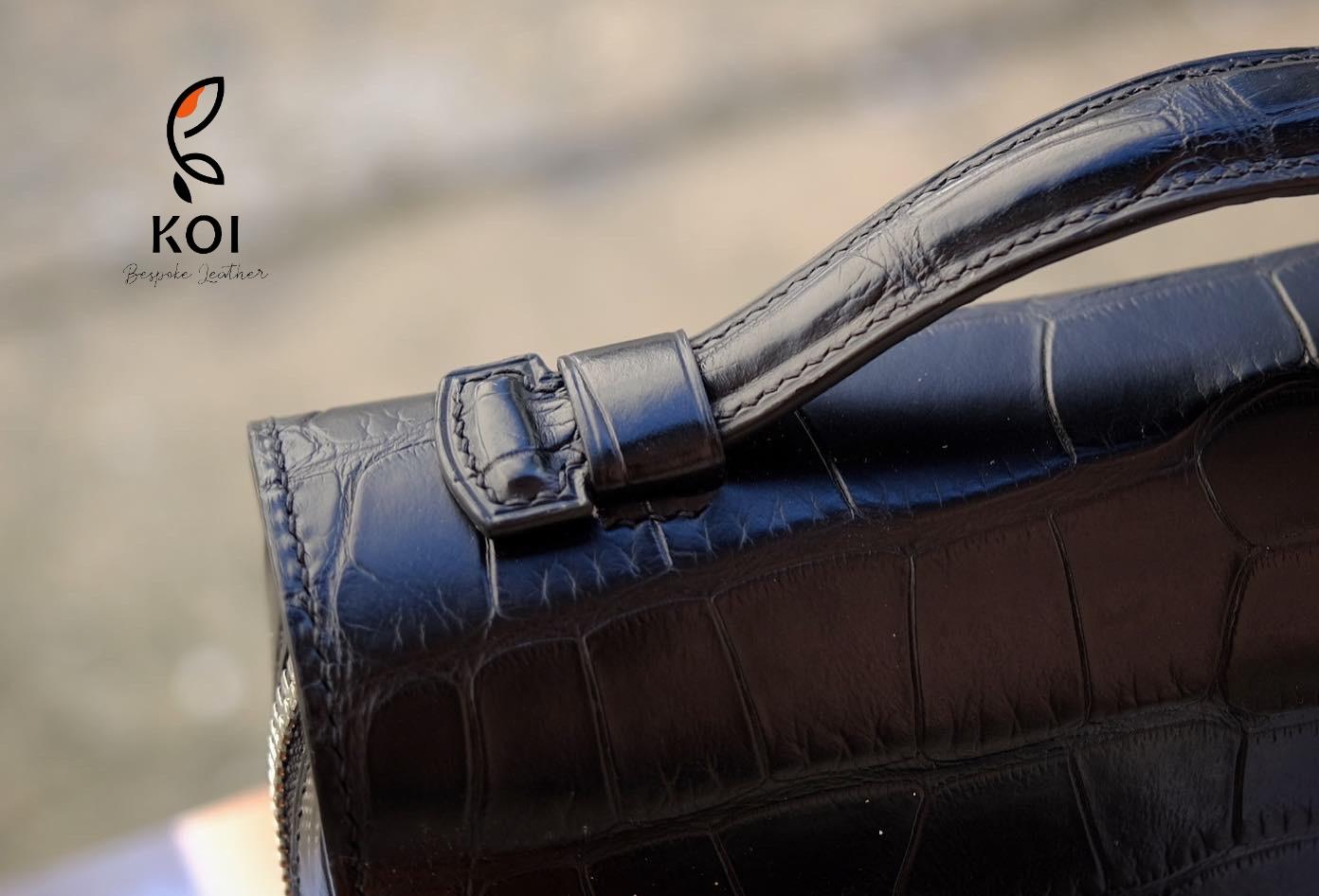 Túi Da Nam Alligator Henglong 23x16cm Đen