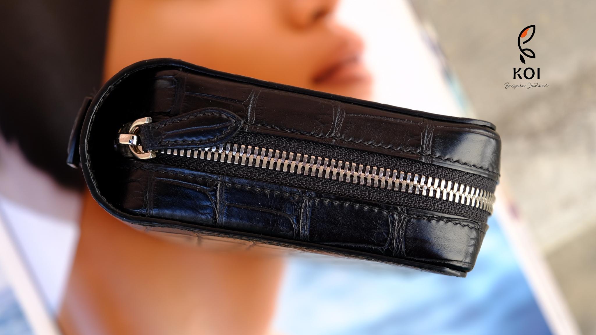 Túi Da Nam Alligator Henglong 23x16cm Đen