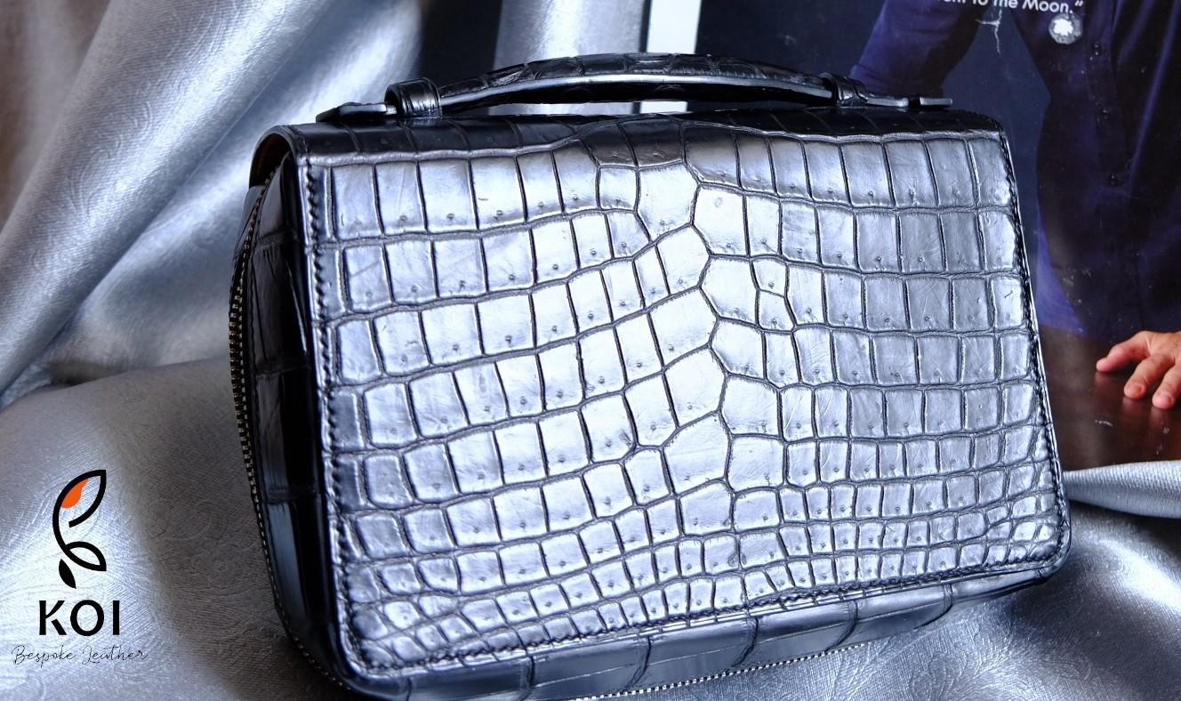 Túi Da Nam Alligator Henglong 23x16cm Đen