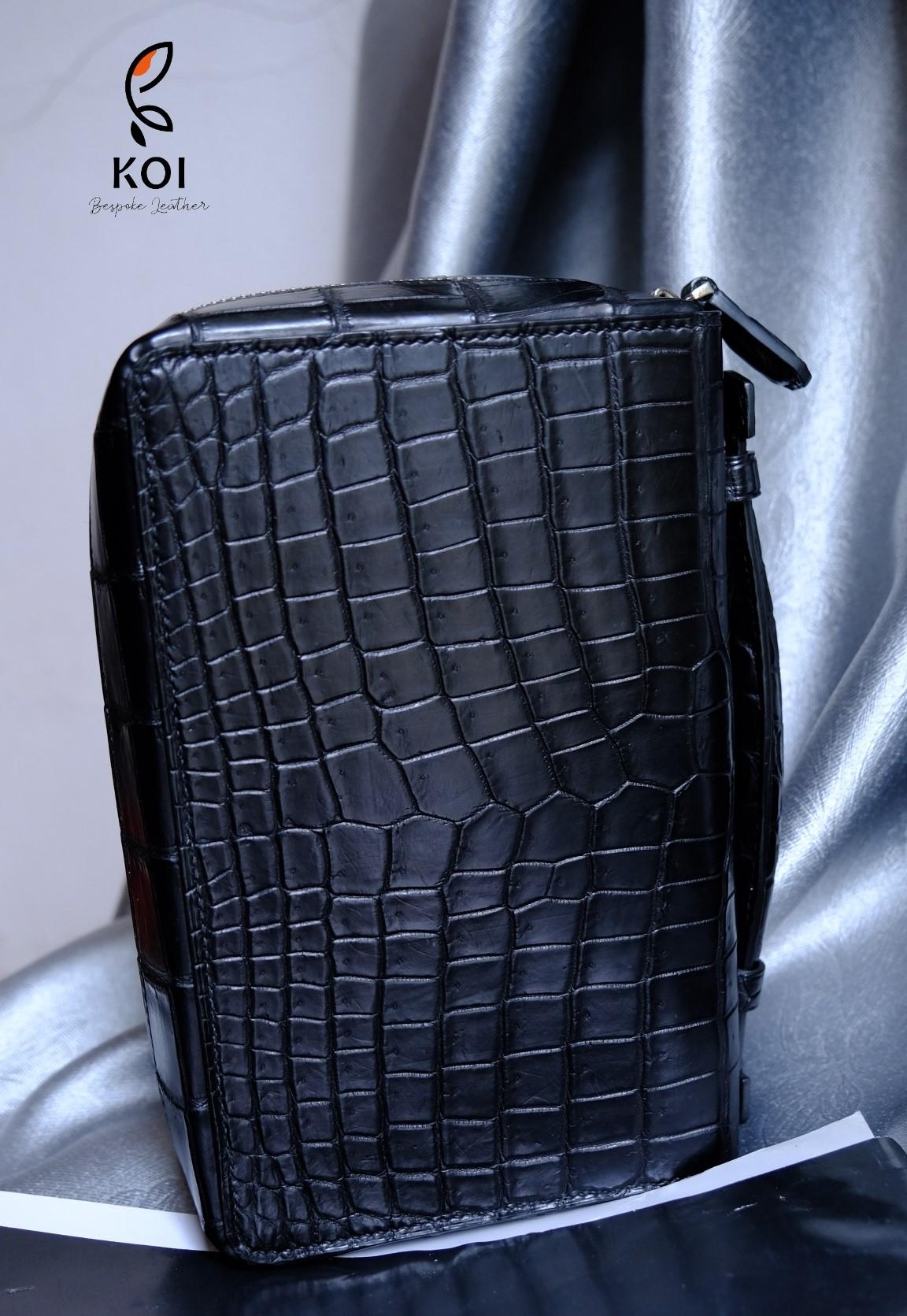 Túi Da Nam Alligator Henglong 23x16cm Đen