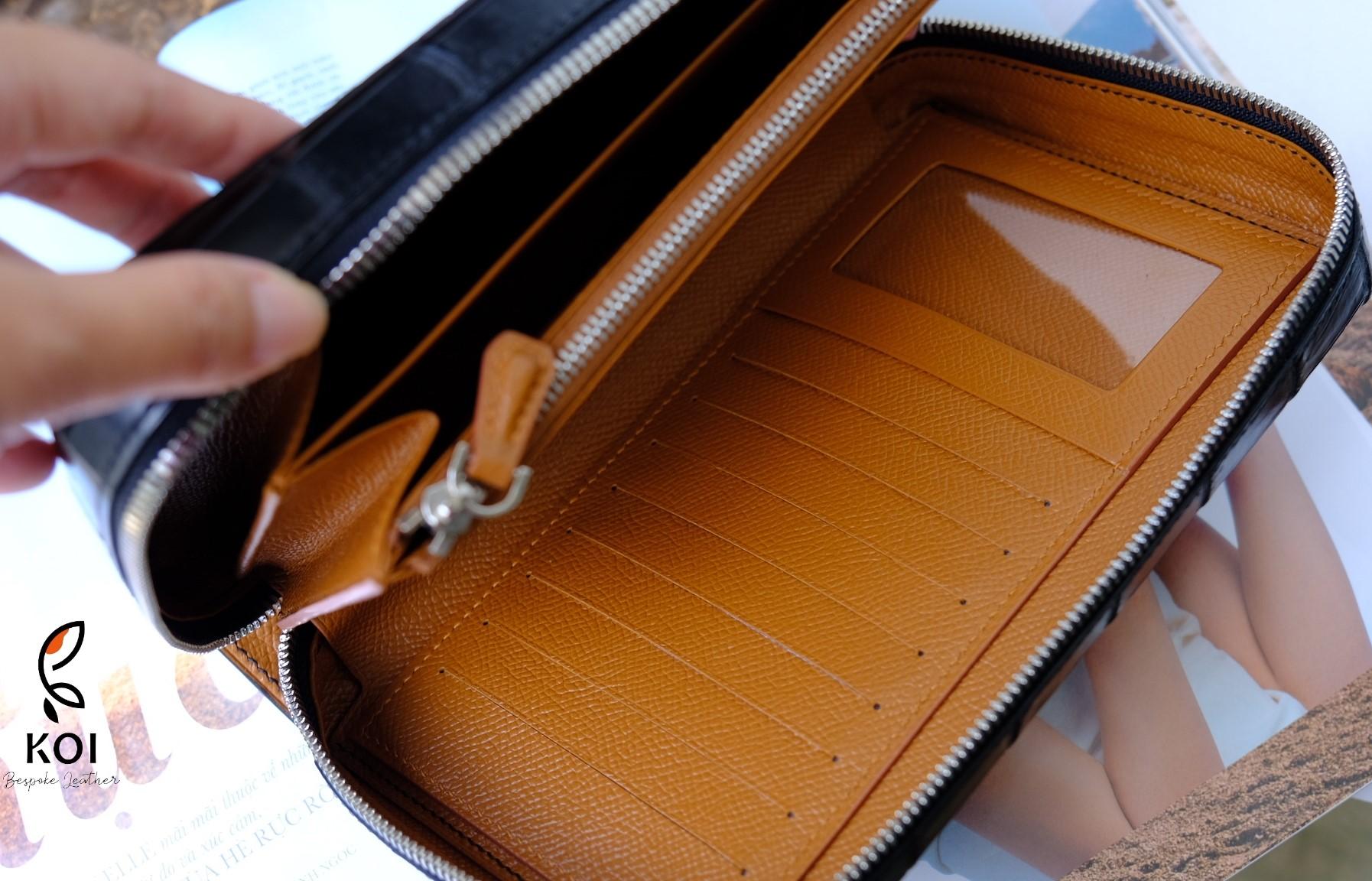 Túi Da Nam Alligator Henglong 23x16cm Đen