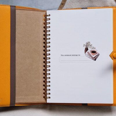 Sổ Tay Da Da Epsom Nâu X Cam