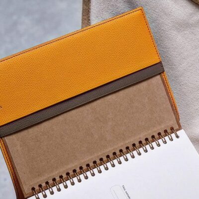 Sổ Tay Da Da Epsom Nâu X Cam