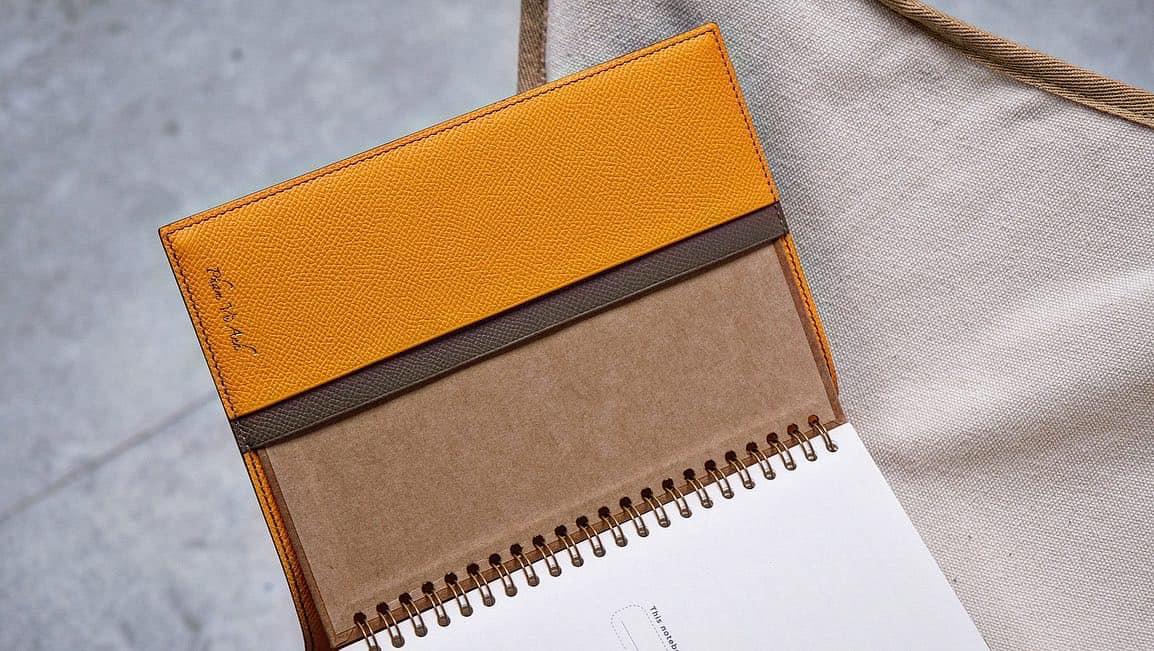 Sổ Tay Da Da Epsom Nâu X Cam