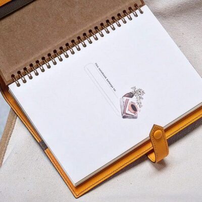 Sổ Tay Da Da Epsom Nâu X Cam