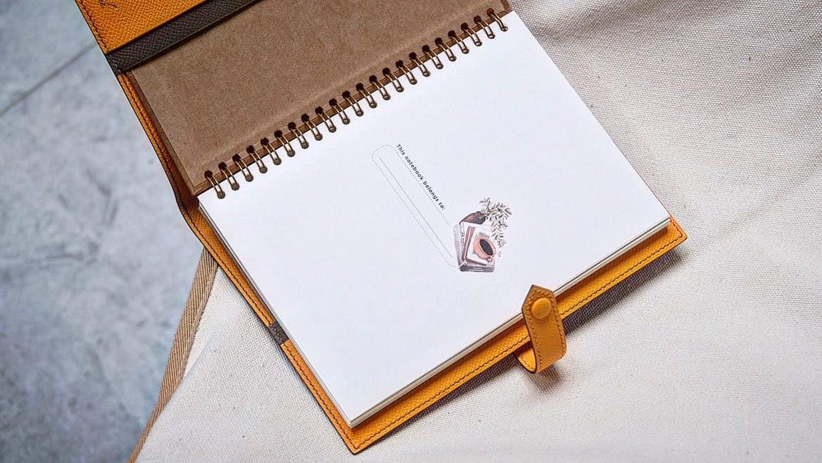 Sổ Tay Da Da Epsom Nâu X Cam