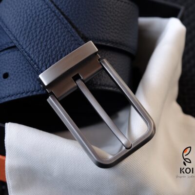 Thắt Lưng Da Nam Da Bê Togo 35 Mm Xanh