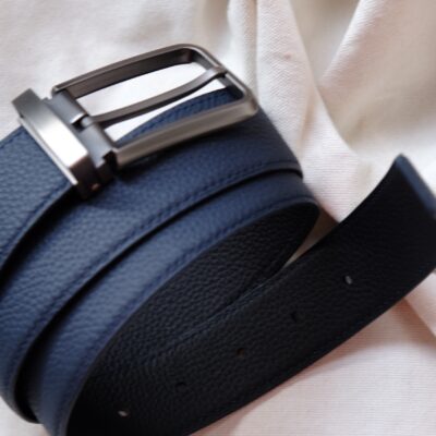 Thắt Lưng Da Nam Da Bê Togo 35 Mm Xanh