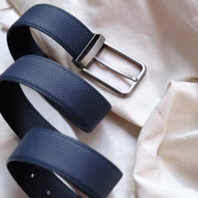 Thắt Lưng Da Nam Da Bê Togo 35 Mm Xanh