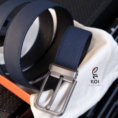 Thắt Lưng Da Nam Da Bê Togo 35 Mm Xanh