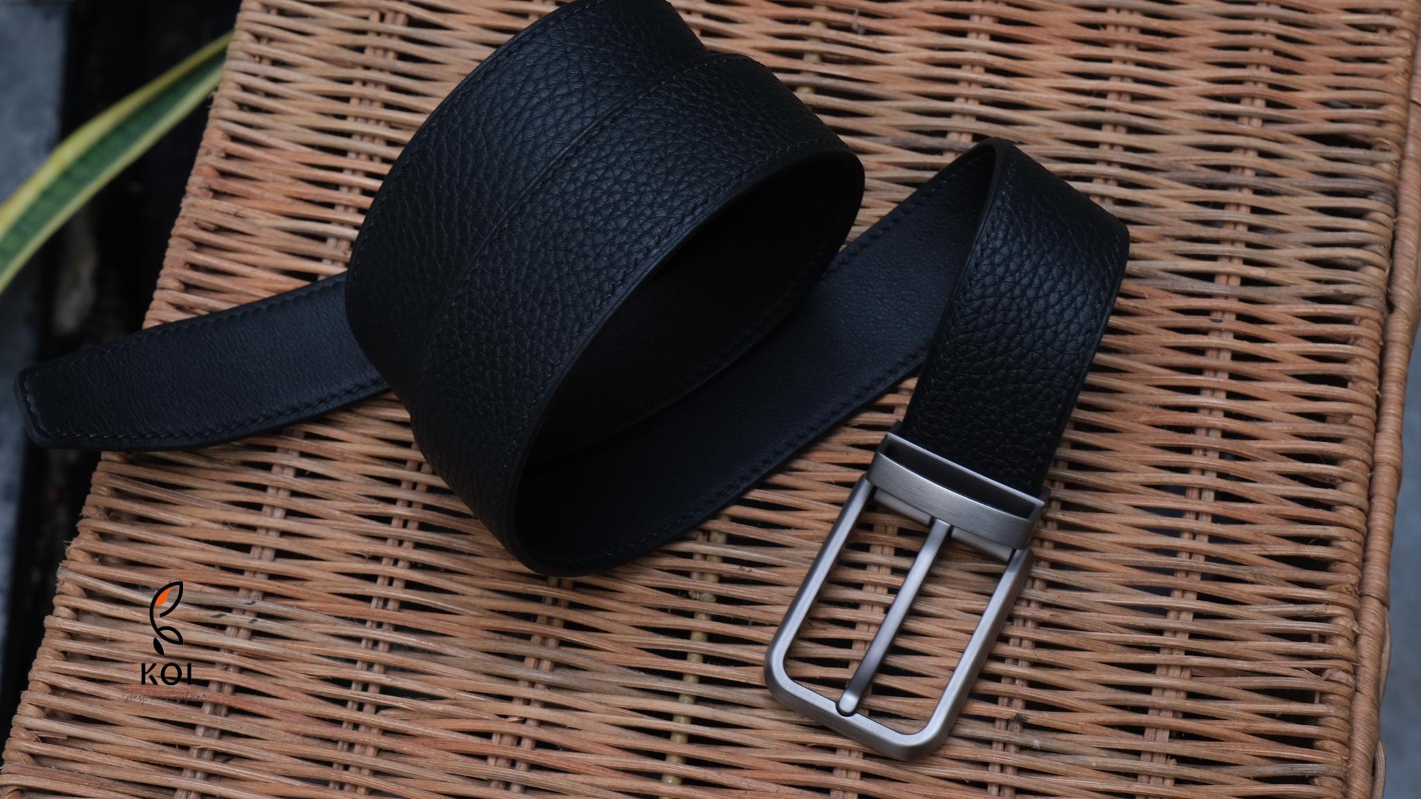 Thắt Lưng Da Nam Da Bê Togo 35 Mm Xanh