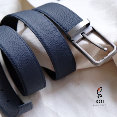 Thắt Lưng Da Nam Da Bê Togo 35 Mm Xanh