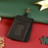 Thẻ Đeo Bảng Tên Da Cao Cấp - Da Togo - Black - KOI Leather
