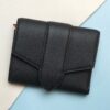 Ví Nữ Gập - Da Taurillon - Black x Moccasin - KOI Leather
