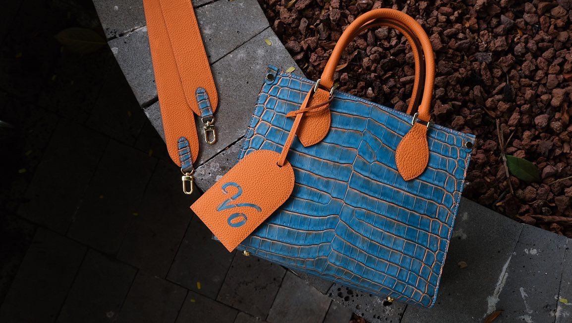 Jackmar Bag Da Cá Sấu Vẽ Tay X Phối Da Bê