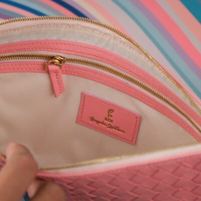 Clutch Đan Da Cừu Pink