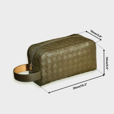 Woven Doppkit Túi Du Lịch Da Bò Nappa Olive