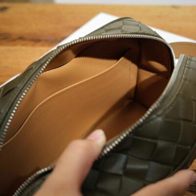 Woven Doppkit Túi Du Lịch Da Bò Nappa Olive